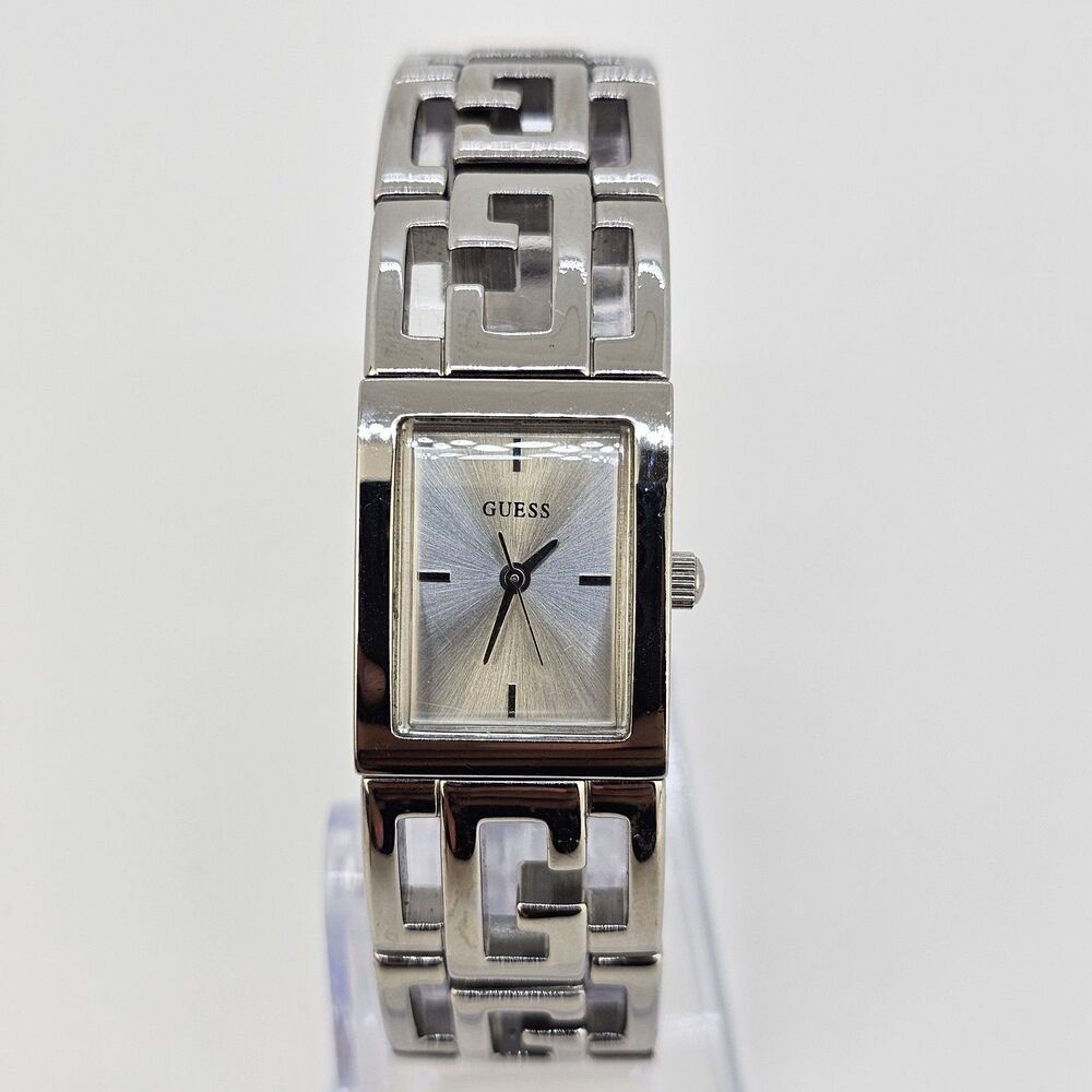 Guess Watch Women 19MM Gray Dial‎ Gray Logo Bracelet Band 6.5" New Battery
